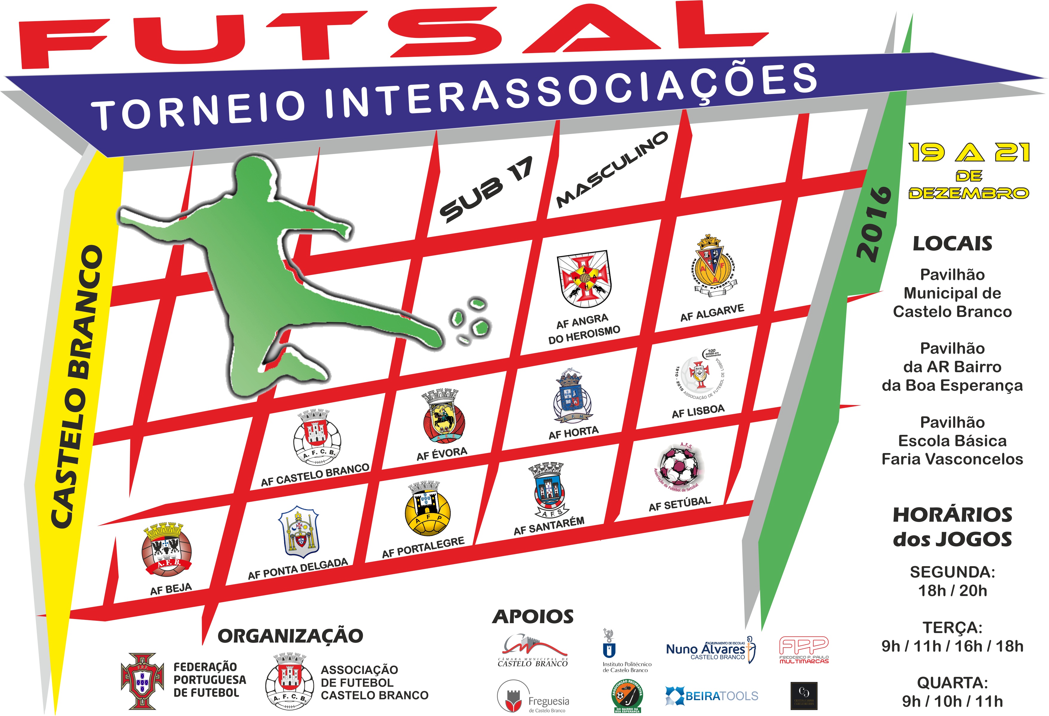Calendário de jogos - Torneio Interassociações Sub/17 - Futsal Masculino